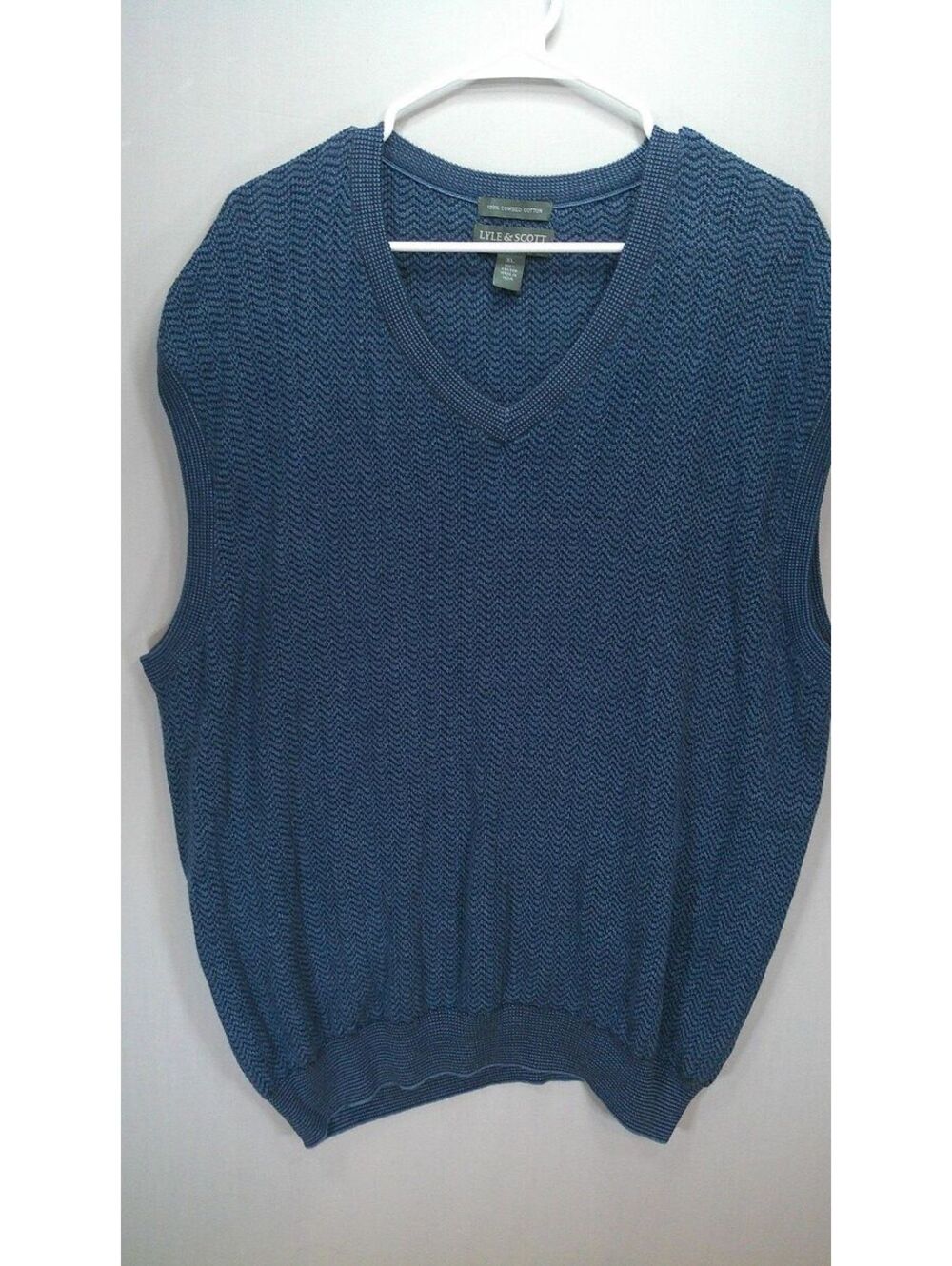 Vintage Lyle & Scott Scotland XL Blue Cotton Sweater Vest